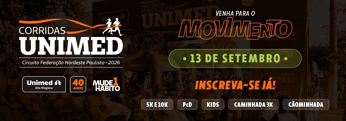 Inscreva-se Já - Corrida Unimed Alta Mogiana